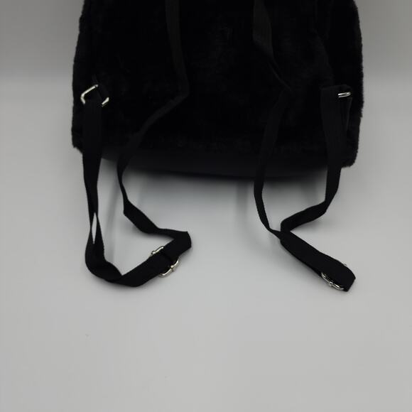 Disney Mickey Mouse Soft Fuzzy Faux Fur with Ears Mini Backpack Black main image 10